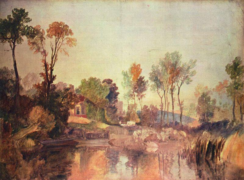 Joseph Mallord William Turner Haus am Flub mit Baumen und Schafen Spain oil painting art
